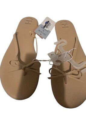 Shade & Shore Tan Womens Memory Foam Flip Flops Size 7 Comfortable Summer Sandal